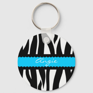 Zebra Stripes Pattern Personalised Name Keychain