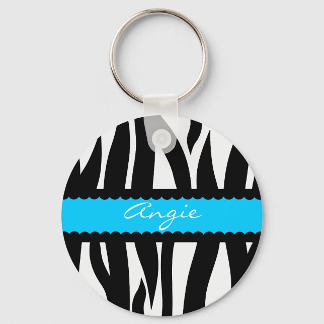 Zebra Stripes Pattern Personalised Name Keychain (Front)