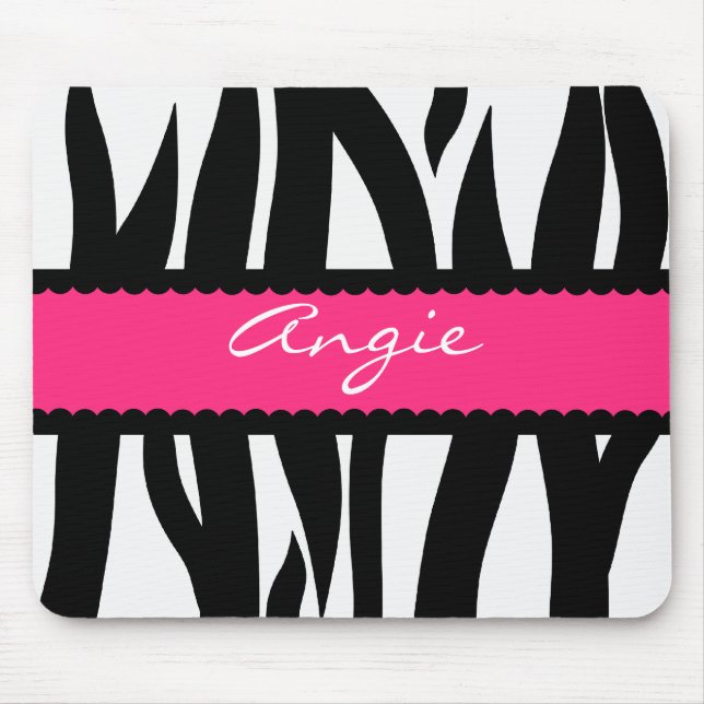 Zebra Stripes Pattern Personalised Name Mousepad (Front)