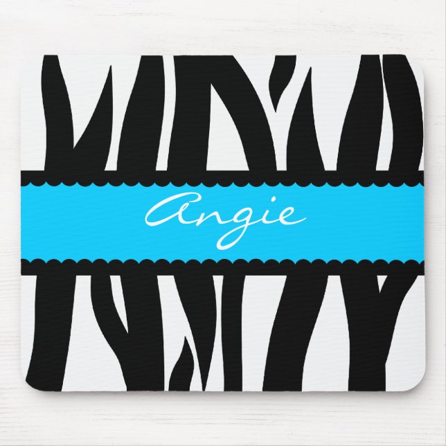 Zebra Stripes Pattern Personalised Name Mousepad (Front)