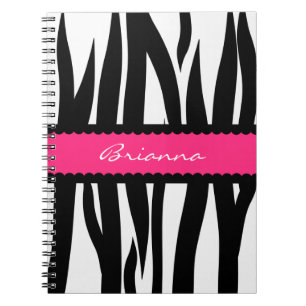 Zebra Stripes Pattern Personalised Name Notebook