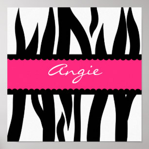 Zebra Stripes Pattern Personalised Name Poster