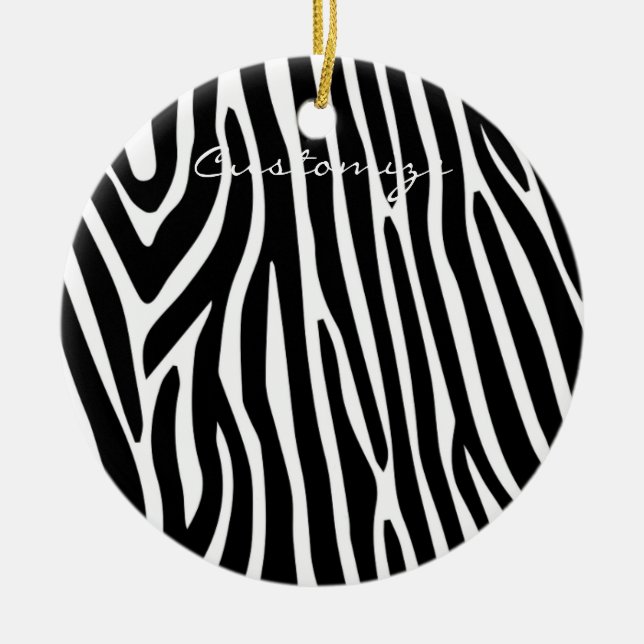 Zebra Stripes Pattern Thunder_Cove Ceramic Ornament (Front)