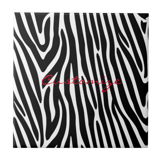 Zebra Stripes Pattern Thunder_Cove Ceramic Tile (Front)