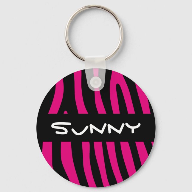 Zebra stripes pattern + your background & ideas key ring (Front)