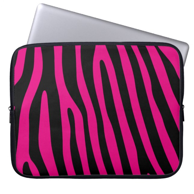 Zebra stripes pattern + your background & ideas laptop sleeve (Front)