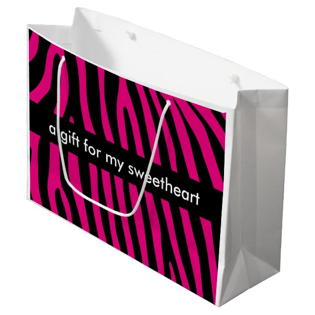 Zebra stripes pattern + your background & ideas large gift bag (Front Angled)