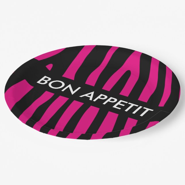 Zebra stripes pattern + your background & ideas paper plate (Angled)