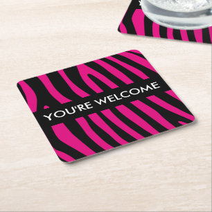 Zebra stripes pattern + your background & ideas square paper coaster