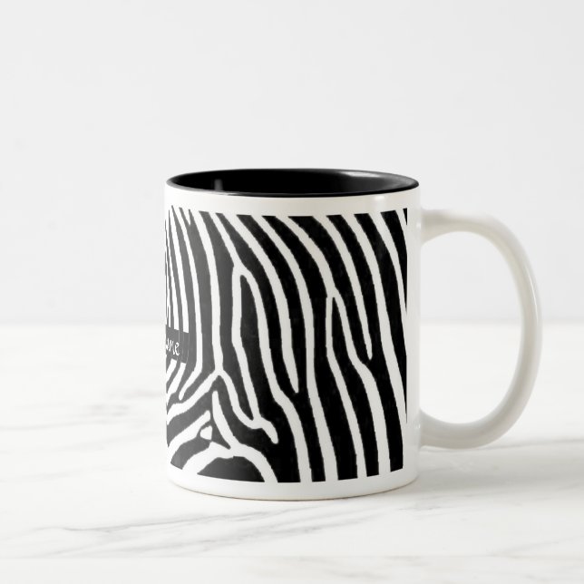 Zebra Stripes Personalised with Name Two-Tone Coffee Mug (Right)