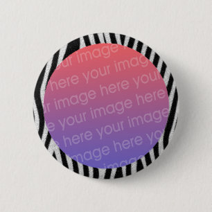 zebra stripes photo frame 6 cm round badge