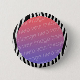 zebra stripes photo frame 6 cm round badge