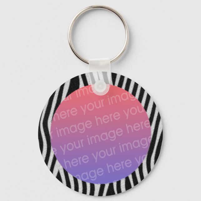 zebra stripes photo frame key ring (Front)