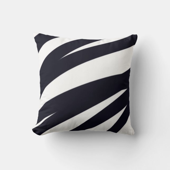zebra stripes pillow black and white design (Front)