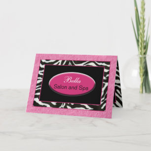 zebra stripes pink & black Chic Business Thank You Card