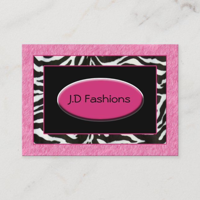 zebra stripes pink fur Chic Business Cards (Front)