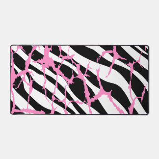 Zebra Stripes Pink Grunge Modern Canvas Art Desk Mat