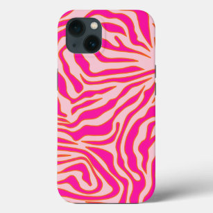 Zebra Stripes Pink Orange Wild Animal Print iPhone 13 Case
