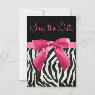 Zebra Stripes & Pink Printed Bow Save the Date