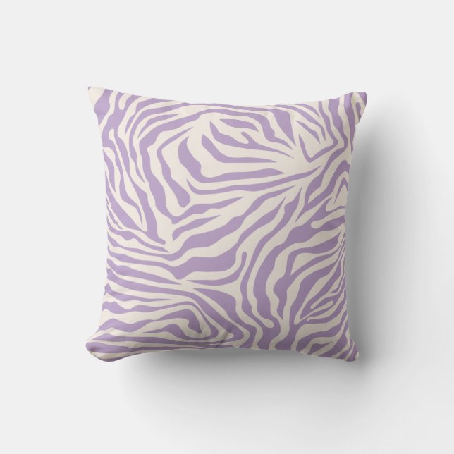 Zebra Stripes Preppy Purple Wild Animal Print Cushion (Front)