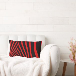 Zebra Stripes- Red Lumbar Cushion