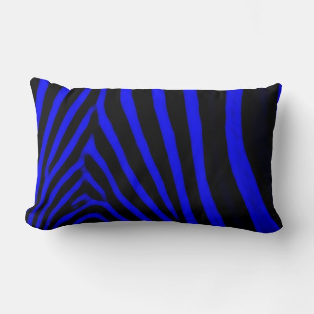 Zebra Stripes- Royal Blue Lumbar Cushion (Front)