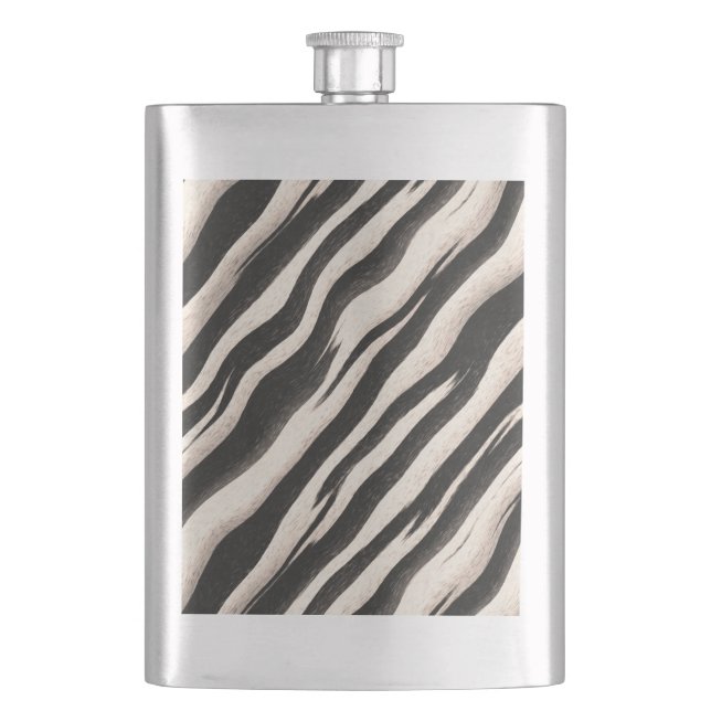 Zebra stripes seamless texture + your ideas hip flask (Front)