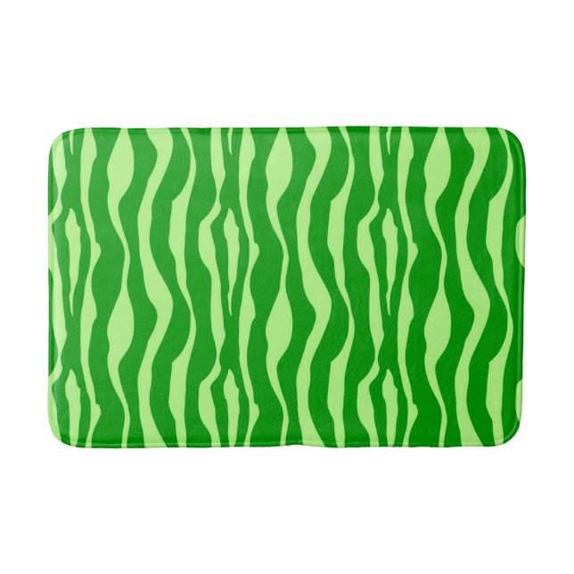 Zebra stripes - Shades of Lime Green Bath Mat (Front)