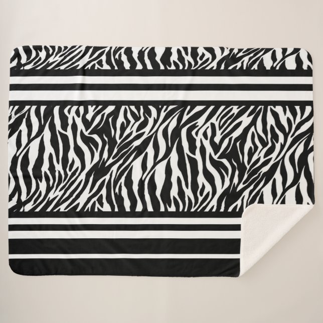 Zebra Stripes Sherpa Blanket (Front (Horizontal))
