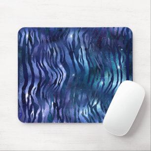 Zebra Stripes Shining Star Blue Starry Night Space Mouse Pad