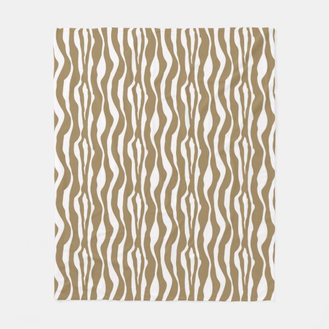 Zebra stripes - Taupe Tan and White Fleece Blanket (Front)