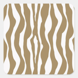 Zebra stripes - Taupe Tan and White Square Sticker