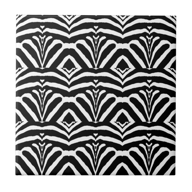 ZEBRA STRIPES TOO! (a Black & White design) ~ Tile (Front)