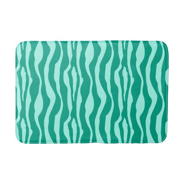 Zebra stripes - Turquoise and Aqua Bath Mat (Front)