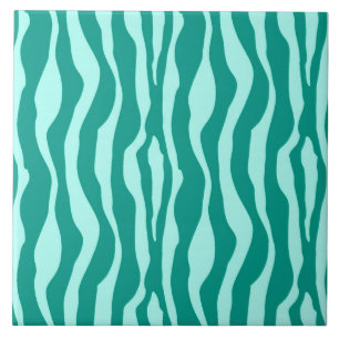 Zebra stripes - Turquoise and Aqua Ceramic Tile