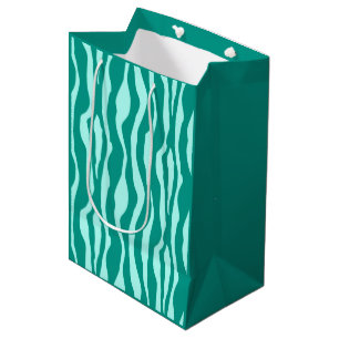 Zebra stripes - Turquoise and Aqua Medium Gift Bag