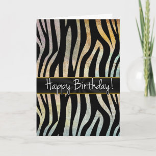 Zebra Stripes With Earth Tones Birthday Cards