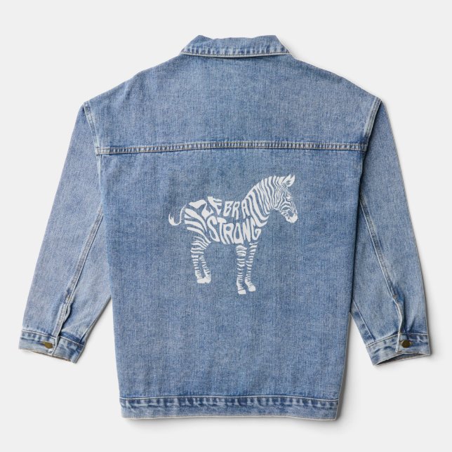 Zebra Strong Ehlers Danlos Syndrome Awareness  Denim Jacket (Back)