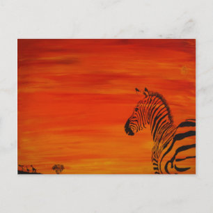 Zebra Sunset Postcard
