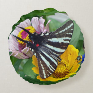 Zebra Swallowtail Butterfly Round Cushion