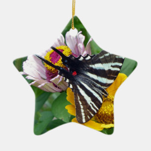 Zebra Swallowtail+Japanese Beetle Ceramic Tree Decoration
