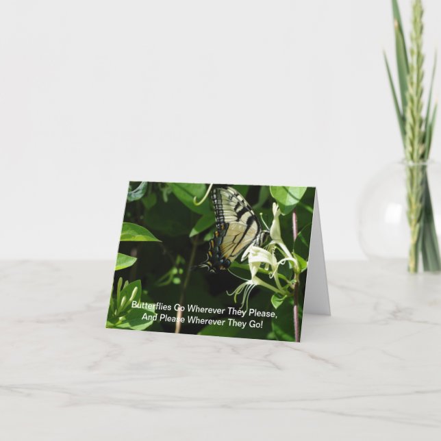 Zebra Swallowtail On Honeysuckle Card (Front)