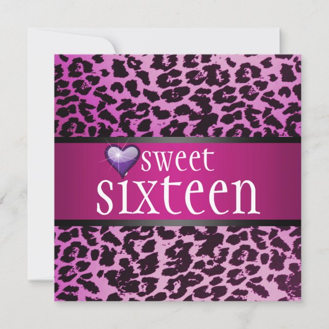 Zebra Sweet Sixteen Invitation (Front)