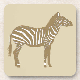 Zebra - Taupe Tan and White Coaster