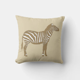 Zebra - Taupe Tan and White Cushion