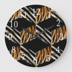 Zebra & Tiger Round Clock