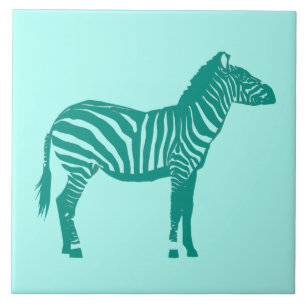 Zebra - Turquoise and Aqua Ceramic Tile