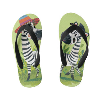 Zebra Twins in the Wild Kid's Thongs