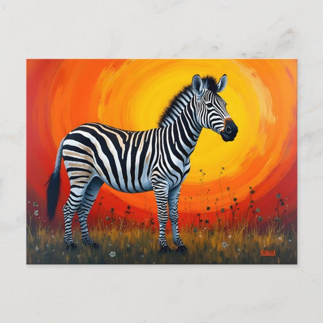 Zebra Under a Bright Sun Postcard (Front)