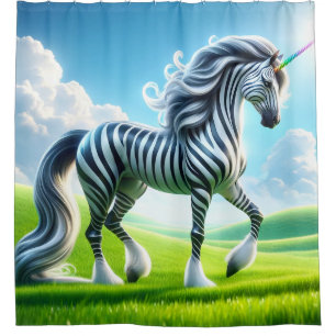 Zebra Unicorn Shower Curtain